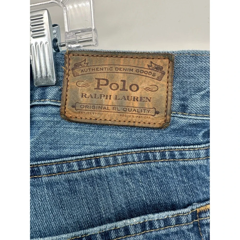 Polo Ralph Lauren Varick Slim Straight Jeans Mens 40x30 Medium Wash Blue Denim